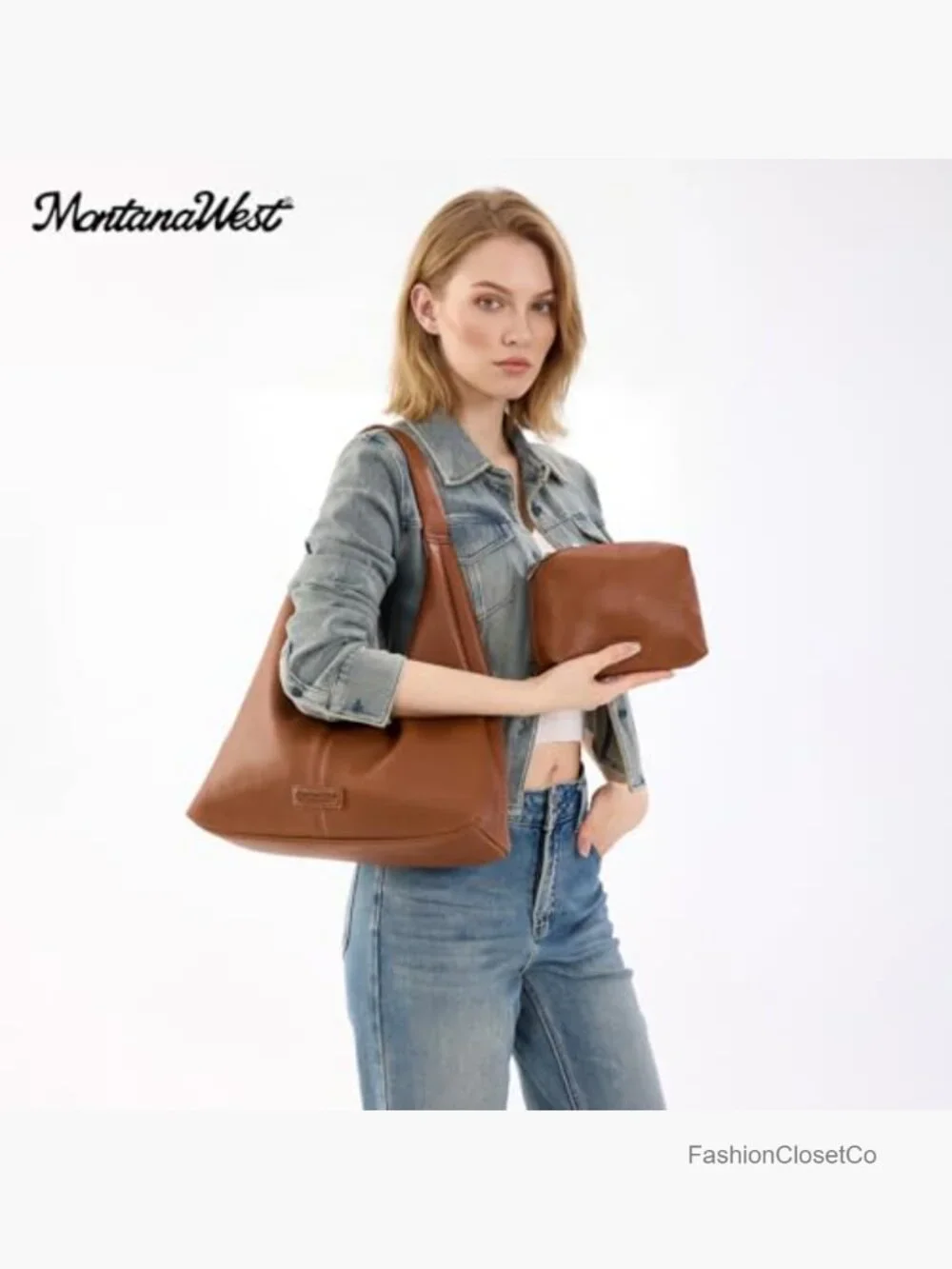 Slouchy Soft Hobo Shoulder Bag with Pouch Magnetic Closure